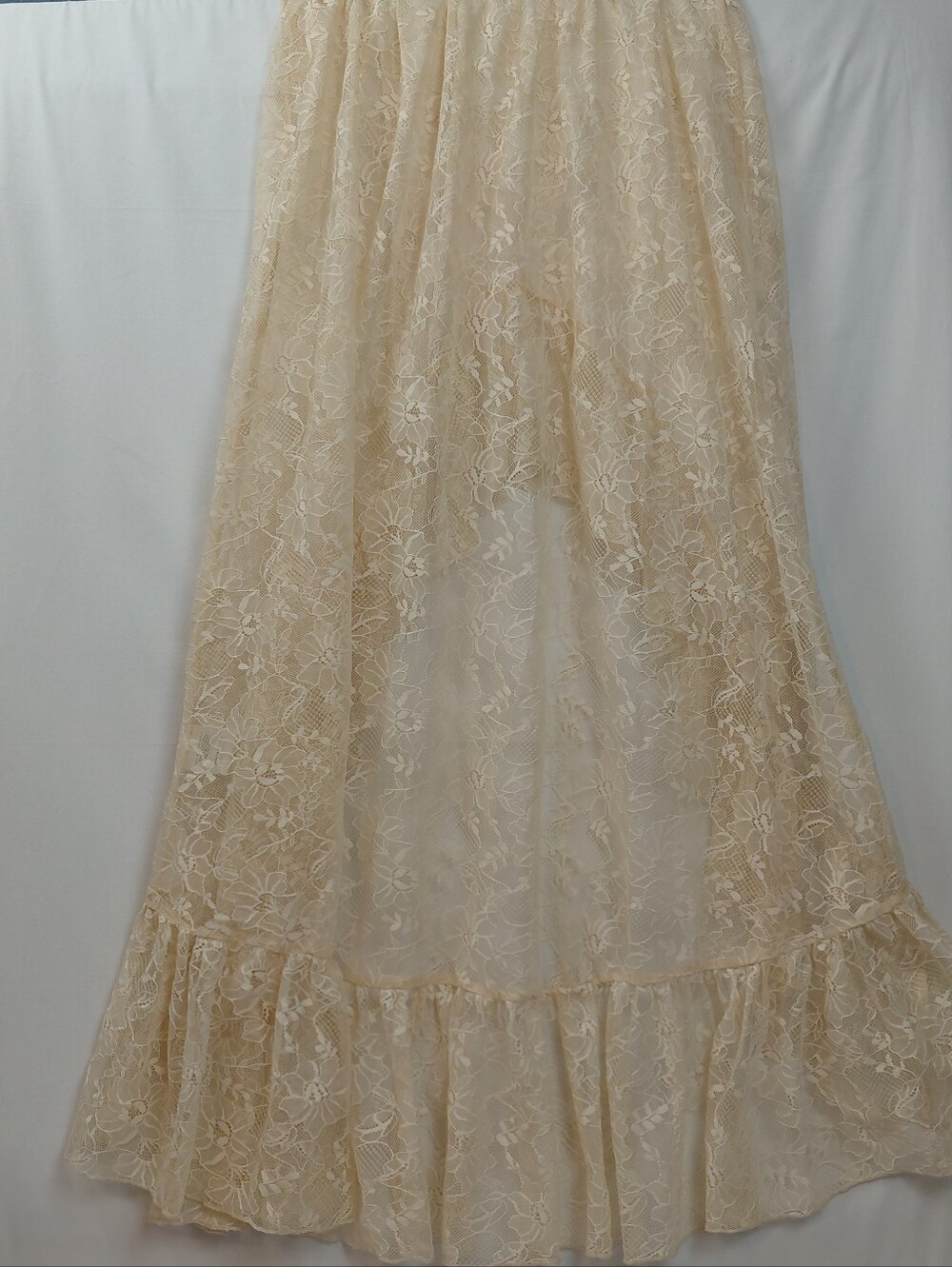 Peppermayo Sheer Maxi Skirt Size S/M Cream Lace Ruffle - Picture 4 of 5